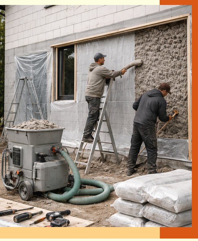 Утепление дома из газобетона эковатой в Кумертау от 4594 руб./м2 | ТепломастерКра